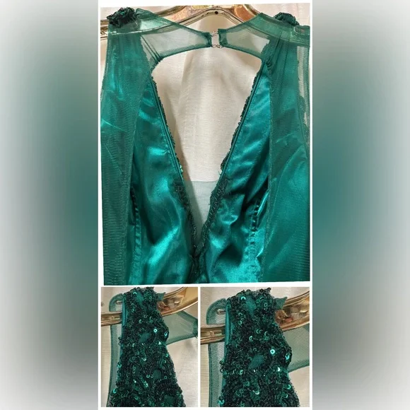 JVN Jovani 60641 Emerald Sequin Prom Ball Gown 6